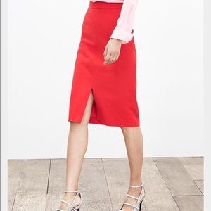 Banana Republic bright red front slit pencil skirt
